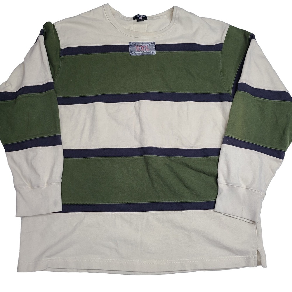 Polo Jeans Co Vintage Oversized‎ Long-Sleeve Cut & Sew Striped Shirt Size XXL